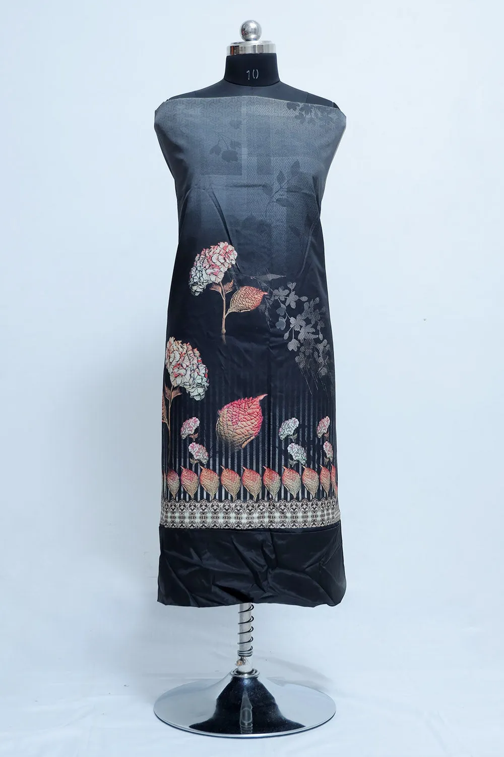 Catchy Coal Black Colour Beautifully Printed Suit  Known For Its Unique Design & Enhances The Personality Of Wearer.