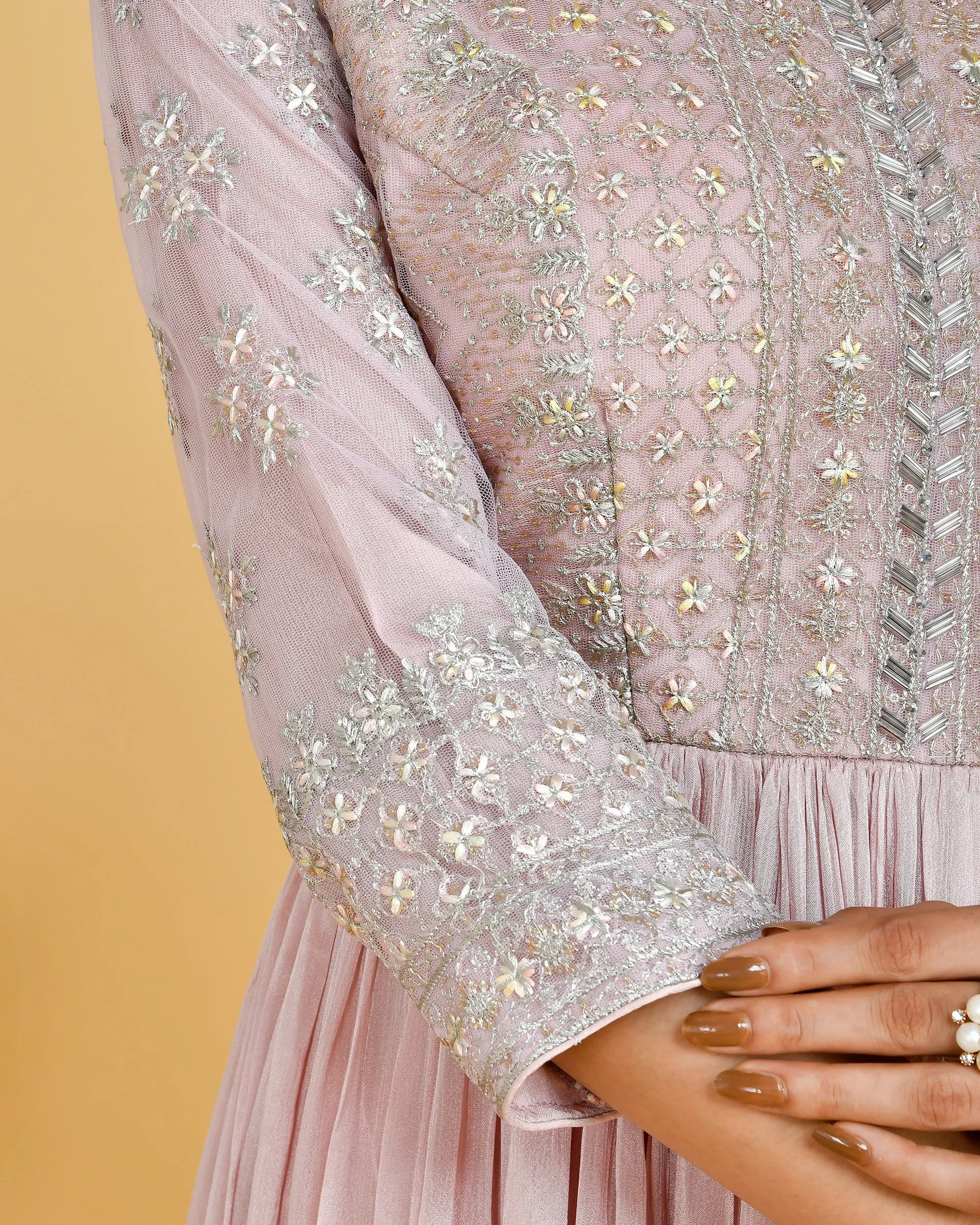 Chinnon Embroidered Long Gown with Dupatta