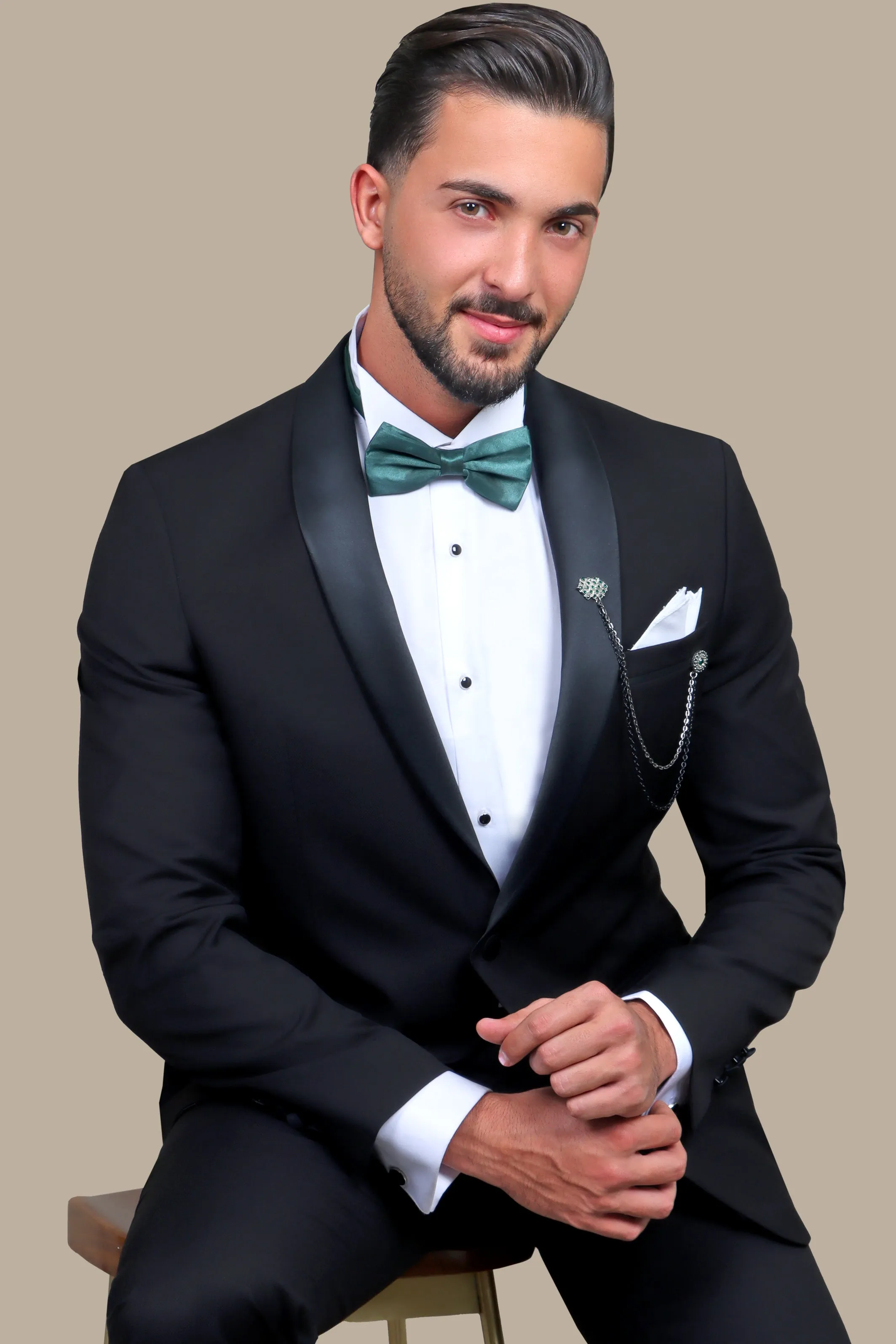 Classic Black Col Chale Tuxedo: Timeless Elegance in Modern Form