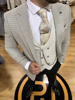 Claude - Beige/Blue/Cream 3 Piece Suit