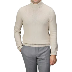 Cream Beige Air Wool Rollneck