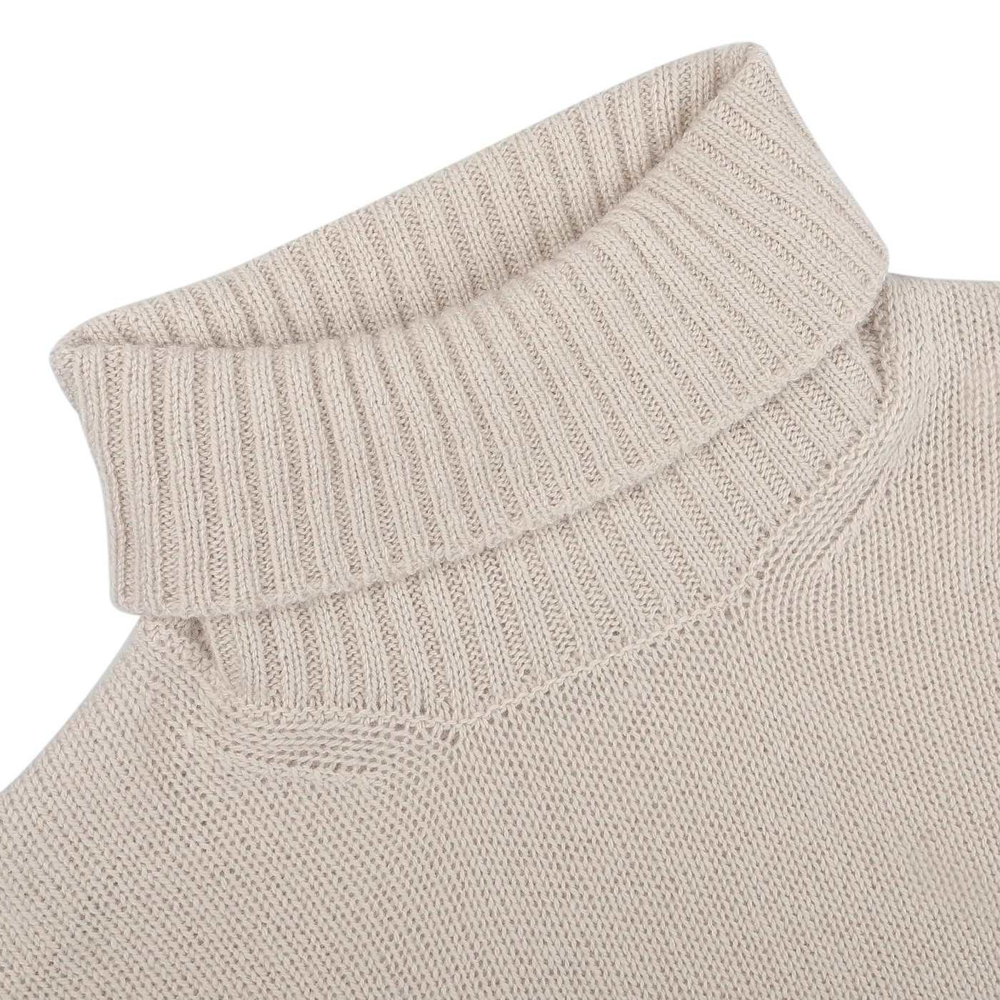 Cream Beige Air Wool Rollneck