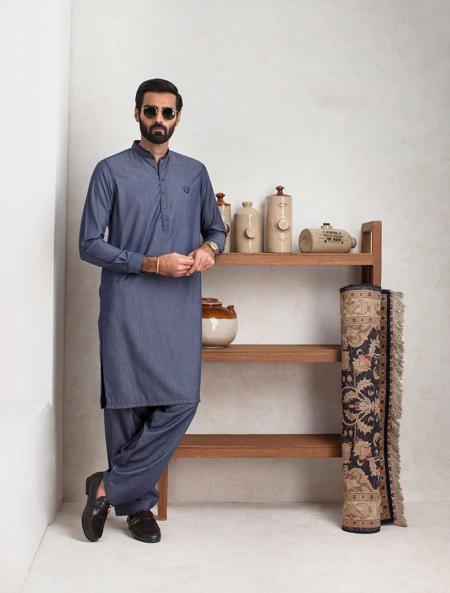 DENIM BLUE COLOR KAMEEZ SHALWAR