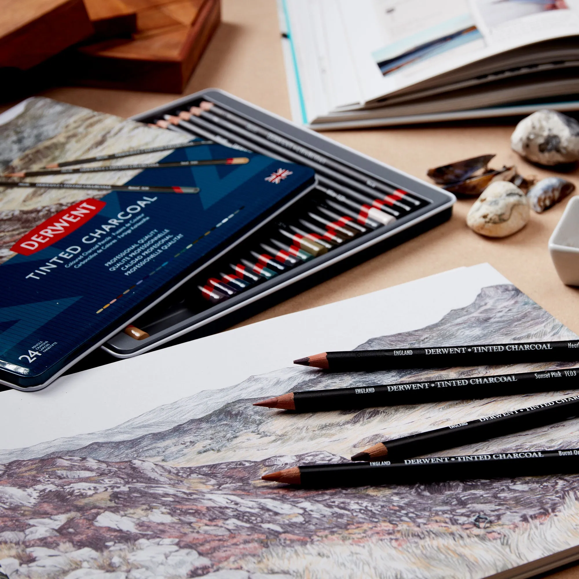 Derwent Tinted Charcoal Individual Pencils