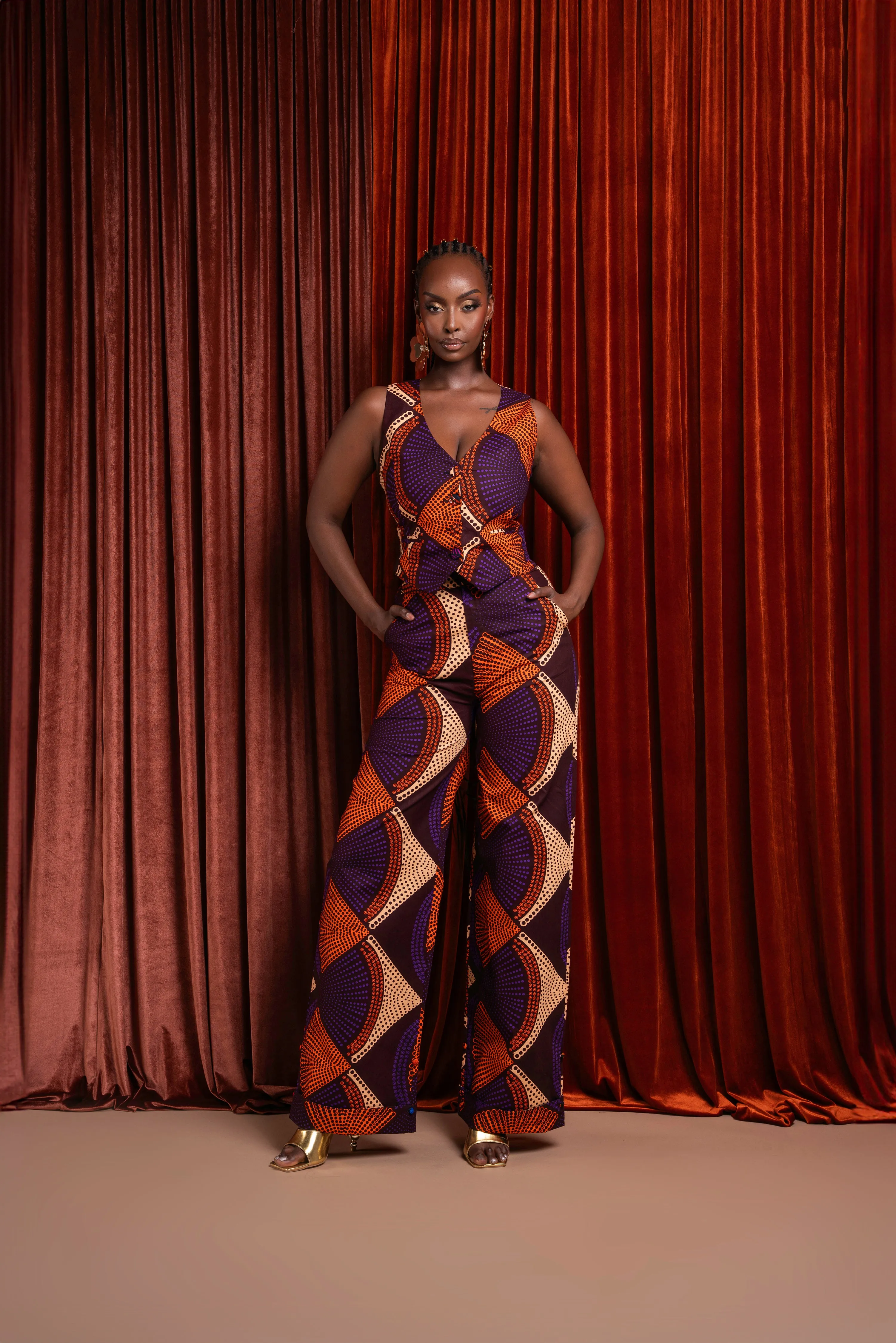 DORA African Print high waist trousers (3 LENGTH)