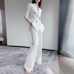 Double Berasted Blazer & Flare Pant Suit Set