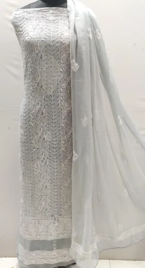 Elegant Light Grey Enchanting Chikankari Symphony Suits