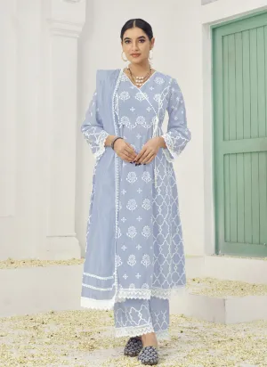 Embroidered Palazzo Suit Set in Pure Cotton