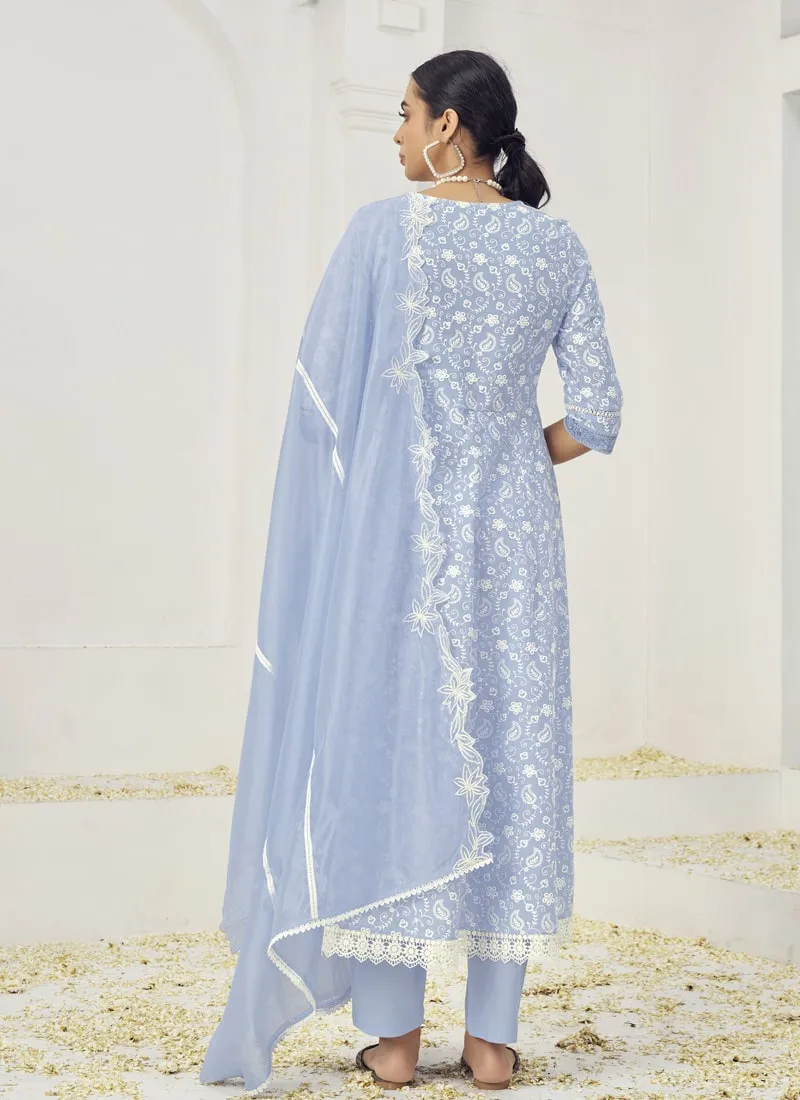 Embroidered Palazzo Suit Set in Pure Cotton