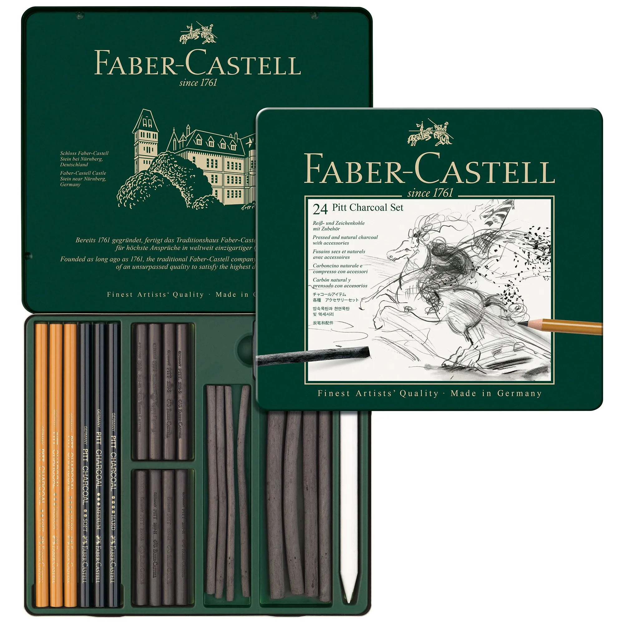 Faber-Castell Pitt Charcoal Pencils & Sticks - Set of 24