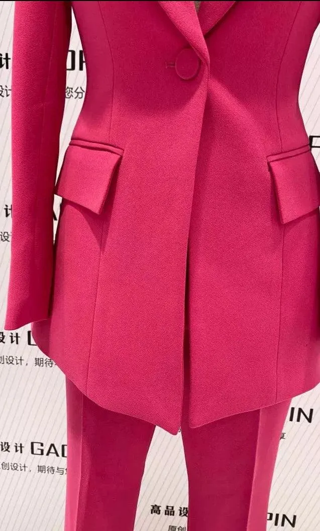 Flared Pant Suit - One Button Women Pantsuit