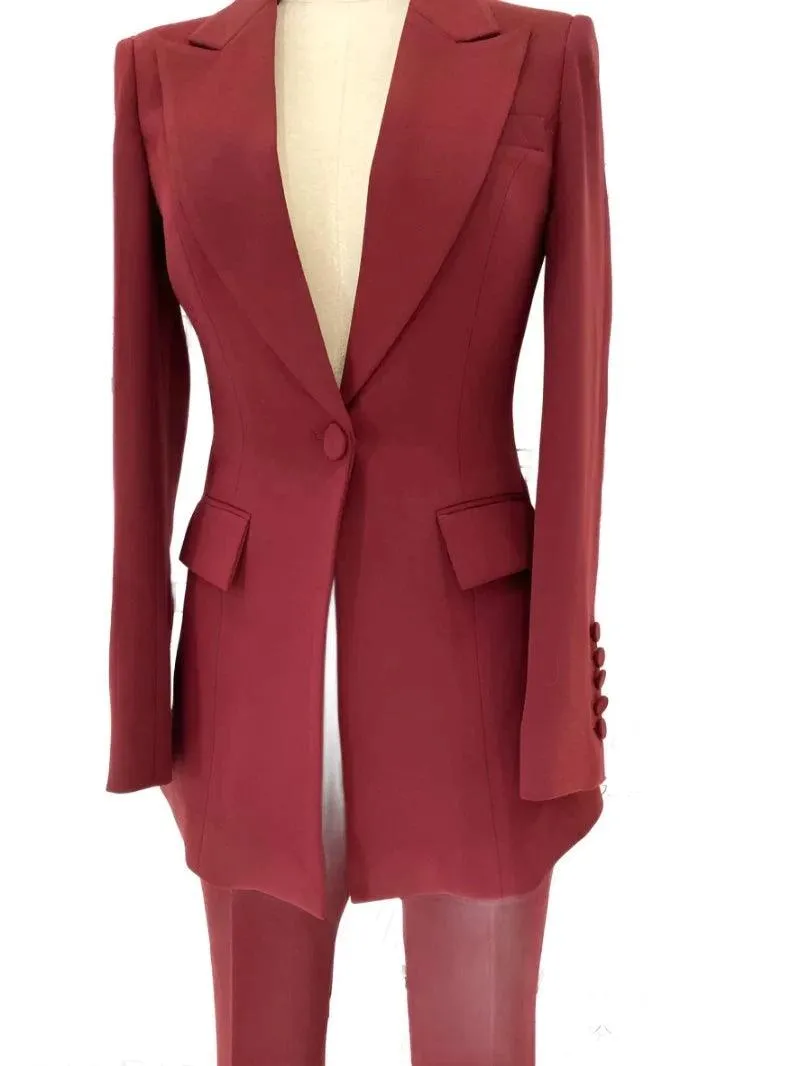 Flared Pant Suit - One Button Women Pantsuit