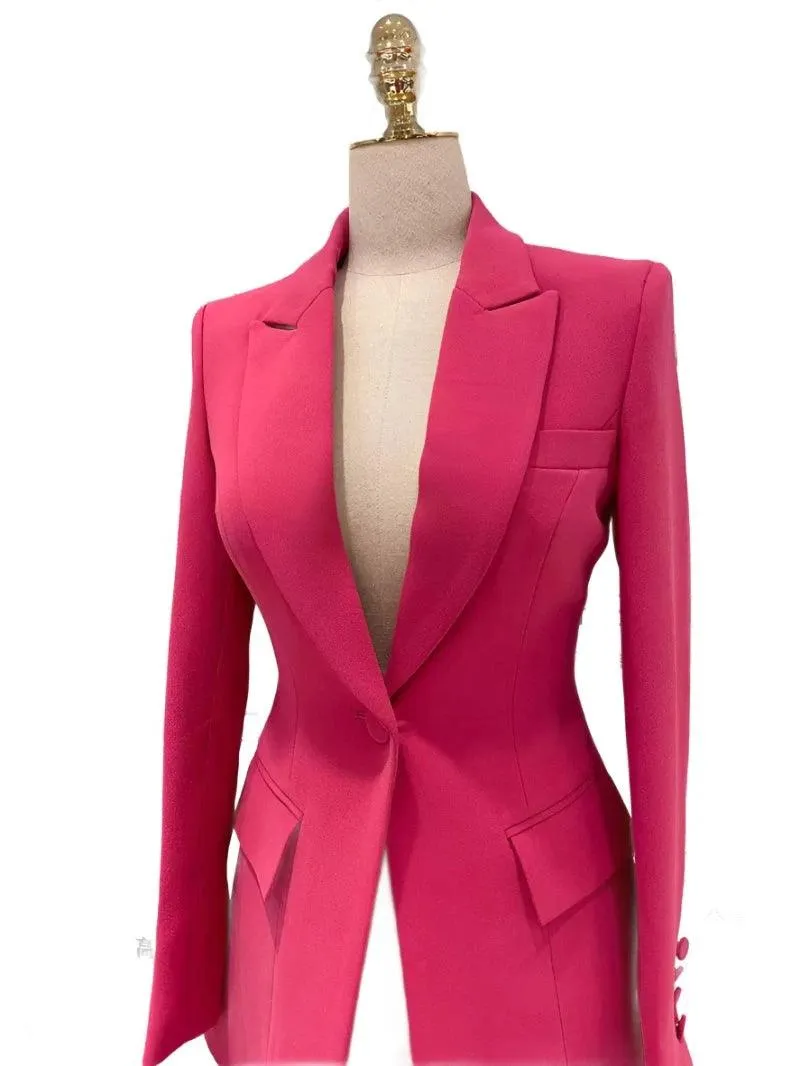 Flared Pant Suit - One Button Women Pantsuit