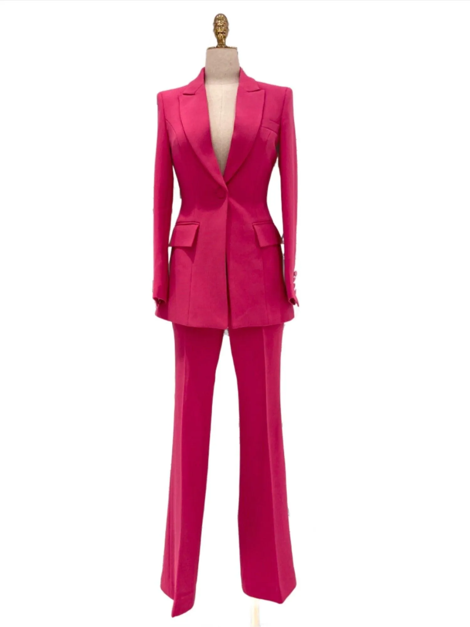 Flared Pant Suit - One Button Women Pantsuit