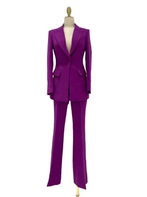 Flared Pant Suit - One Button Women Pantsuit