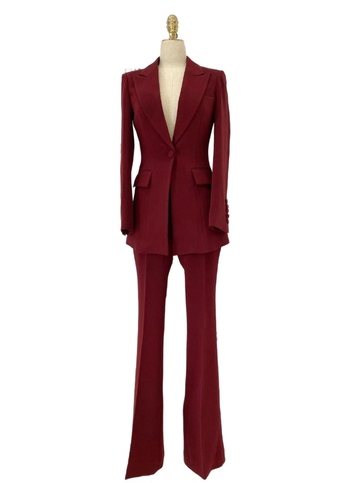 Flared Pant Suit - One Button Women Pantsuit