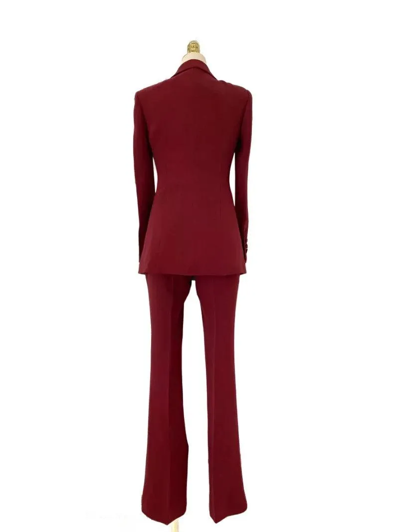 Flared Pant Suit - One Button Women Pantsuit