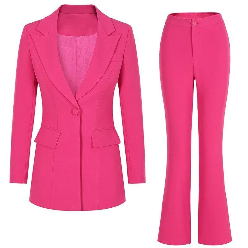 Flared Pant Suit - One Button Women Pantsuit