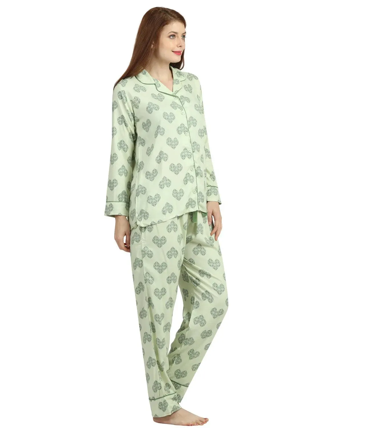 Geometric Hearts Night Suit