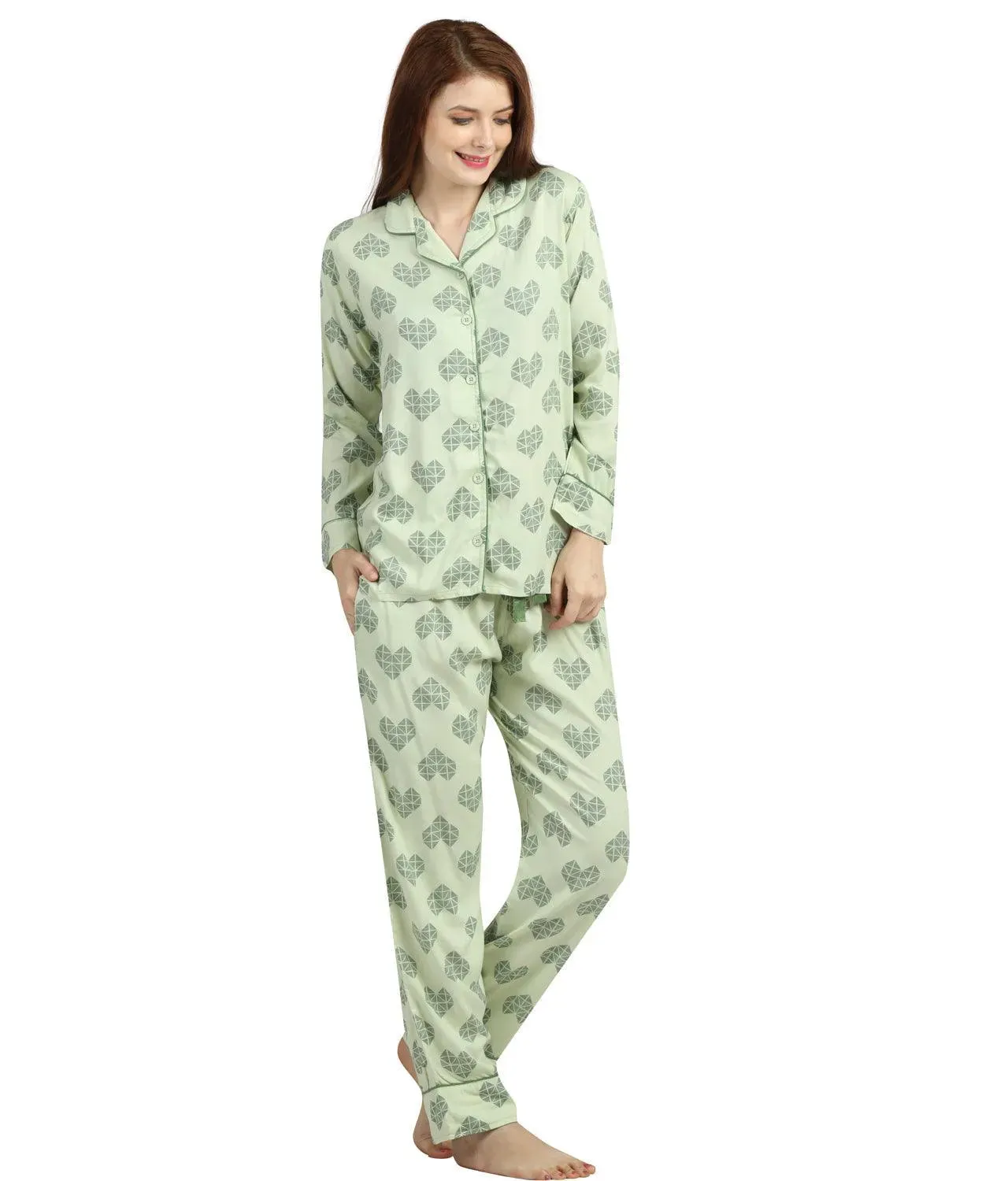 Geometric Hearts Night Suit