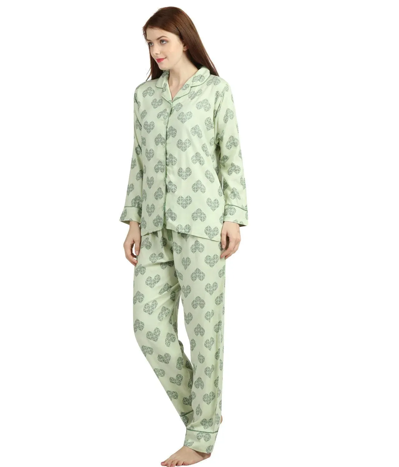 Geometric Hearts Night Suit