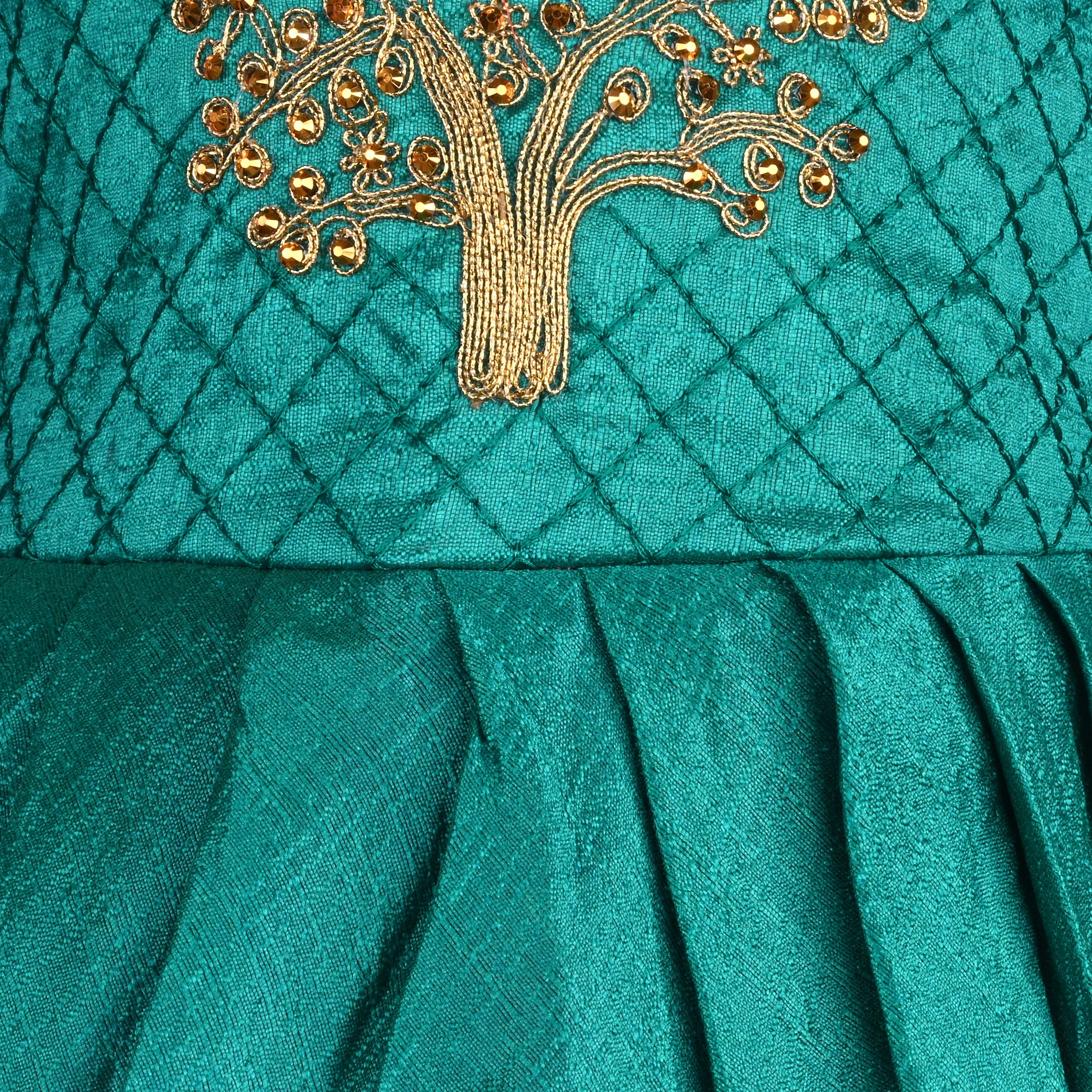 Girls Embroidered Sleeveless Fit and Flare Frock Dress