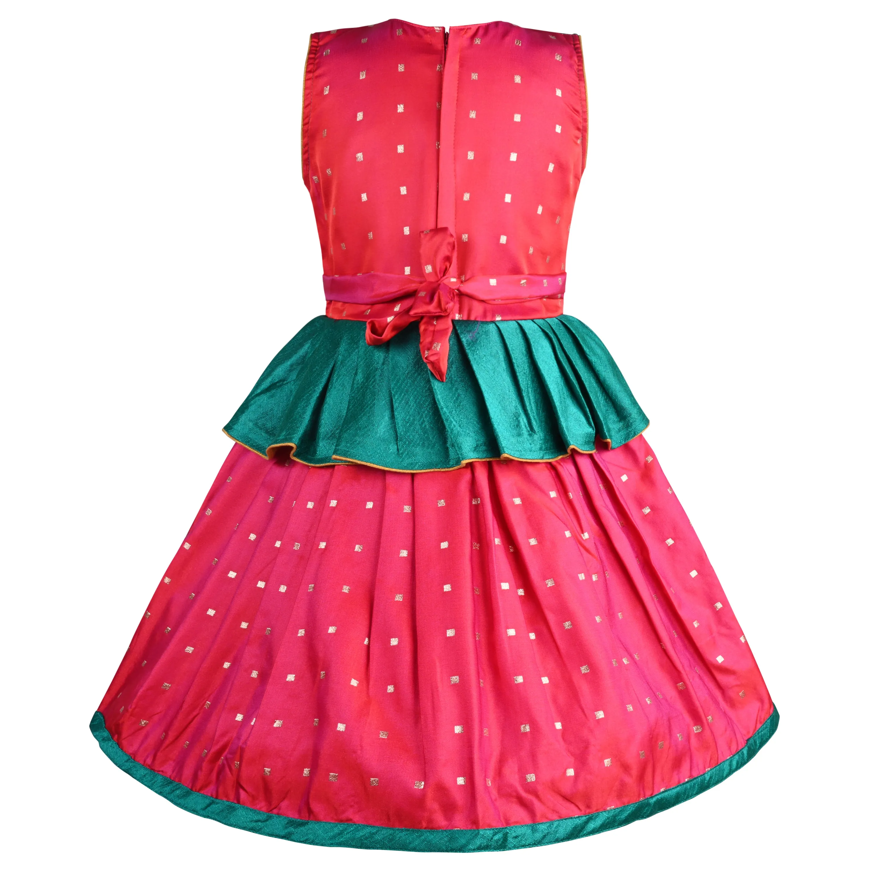 Girls Embroidered Sleeveless Fit and Flare Frock Dress