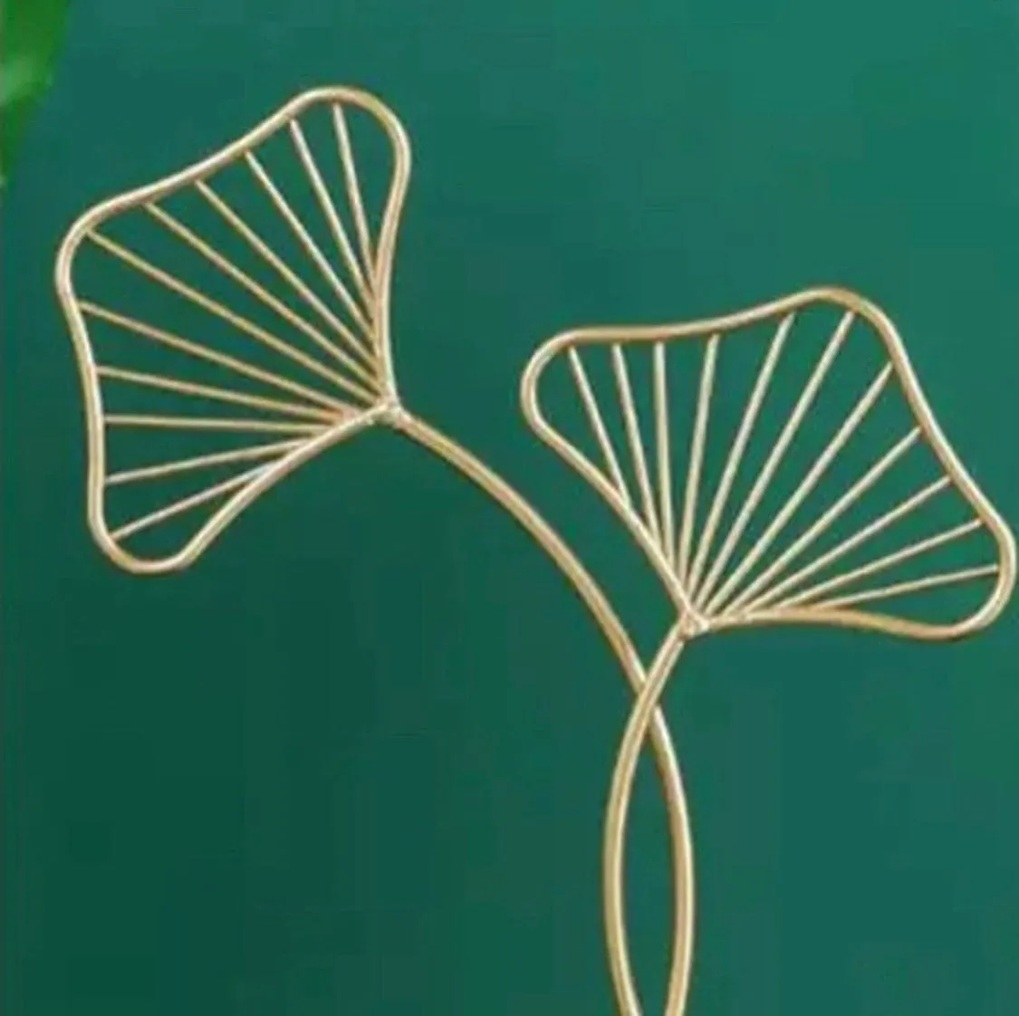 Golden Leaves Ornament Wrought, Gingko Biloba Figurines Sculpture, Wedding Decor