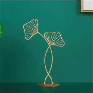 Golden Leaves Ornament Wrought, Gingko Biloba Figurines Sculpture, Wedding Decor