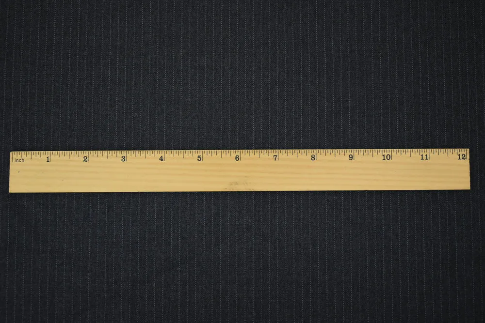 Gray-Black-Brown Poly Wool Texture Pinstripe Twill Suiting Woven Fabric
