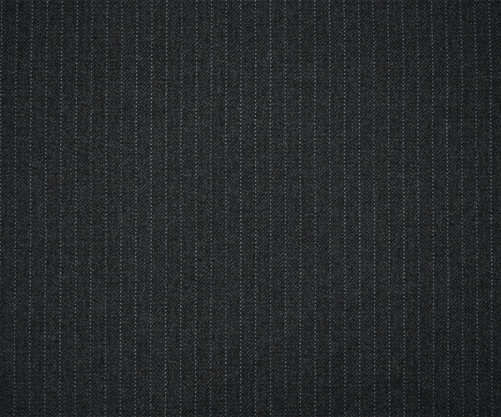 Gray-Black-Brown Poly Wool Texture Pinstripe Twill Suiting Woven Fabric