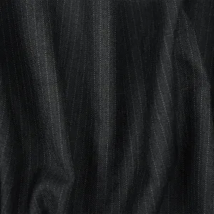Gray-Black-Brown Poly Wool Texture Pinstripe Twill Suiting Woven Fabric