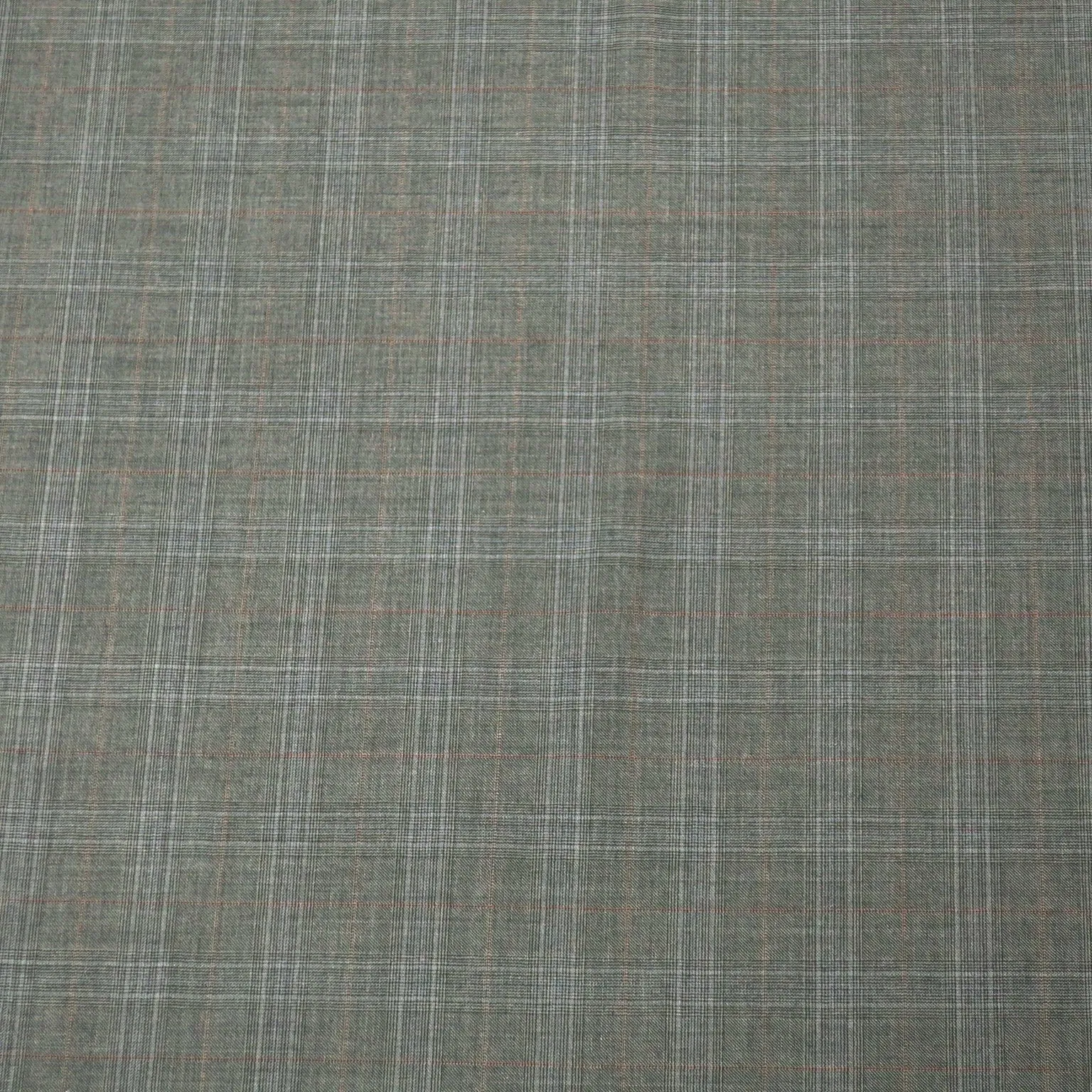 Gray Tartan Windowpane Loro Piana Super 130's Extrafine Wool Fabric