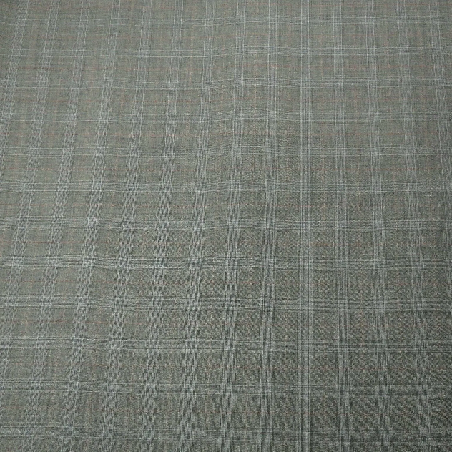 Gray Tartan Windowpane Loro Piana Super 130's Extrafine Wool Fabric