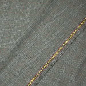 Gray Tartan Windowpane Loro Piana Super 130's Extrafine Wool Fabric