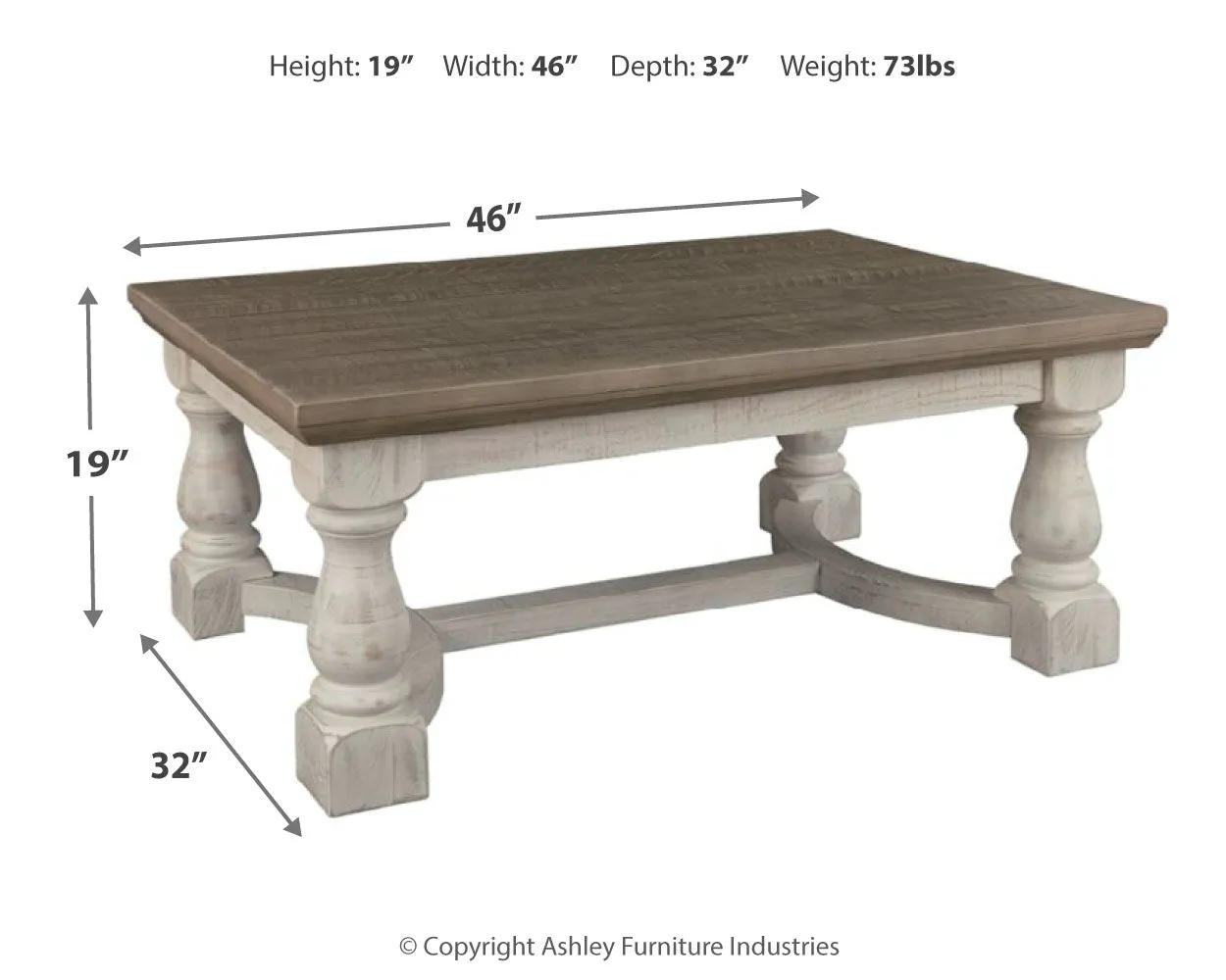 Havalance Coffee Table with 1 End Table in Gray/White