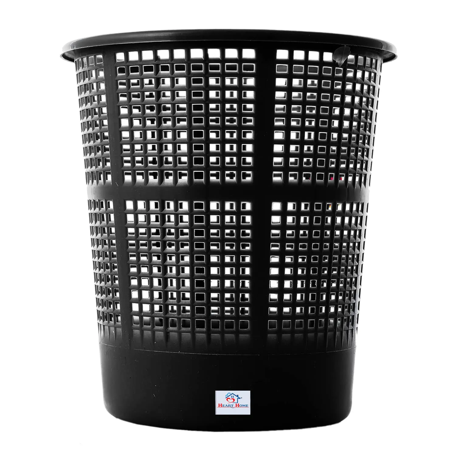 Heart Home Mesh Design Plastic Dustbin, Garbage Bin For Home, Kitchen, Office, 5Ltr.- Pack of 4 (Black & White)-47HH0791