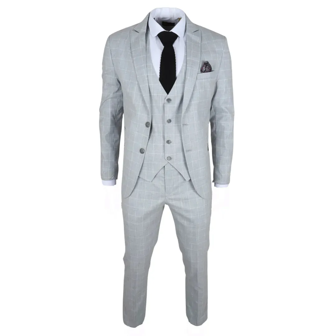 IM3 - Men's Grey Checked Tailored Fit Suit