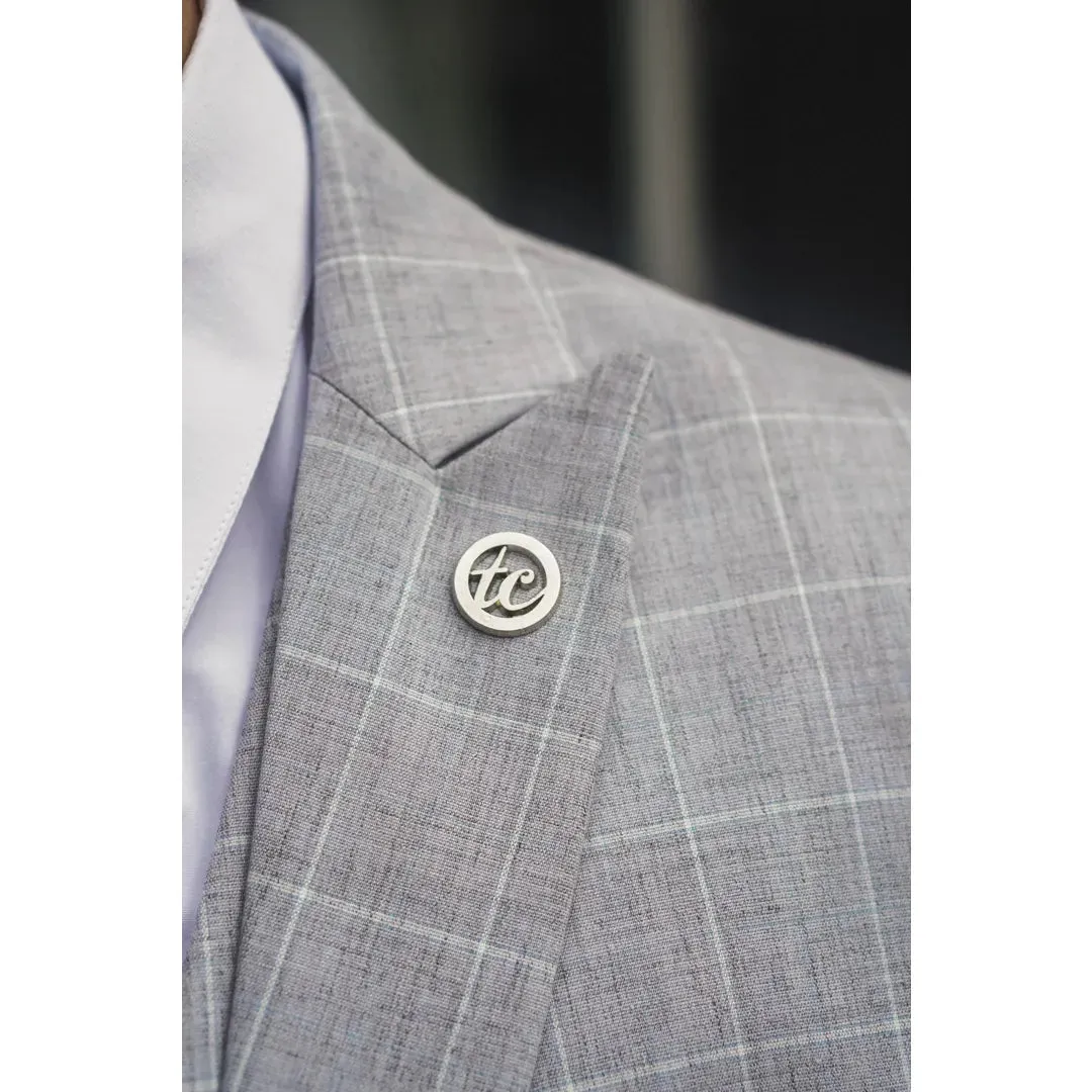 IM3 - Men's Grey Checked Tailored Fit Suit