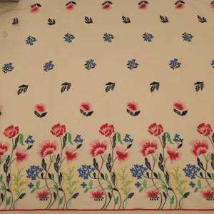 Ivory Tulle with Multicolored Floral Embroidered Fabric