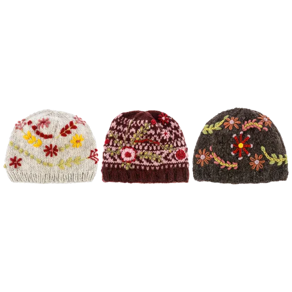 Knit Embroidered Wool Winter Hat for Just Jill