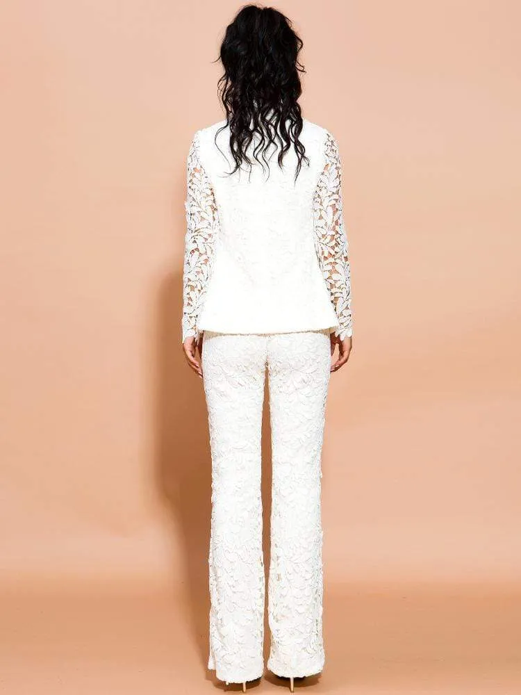 Lady Elegant Lace White Suit