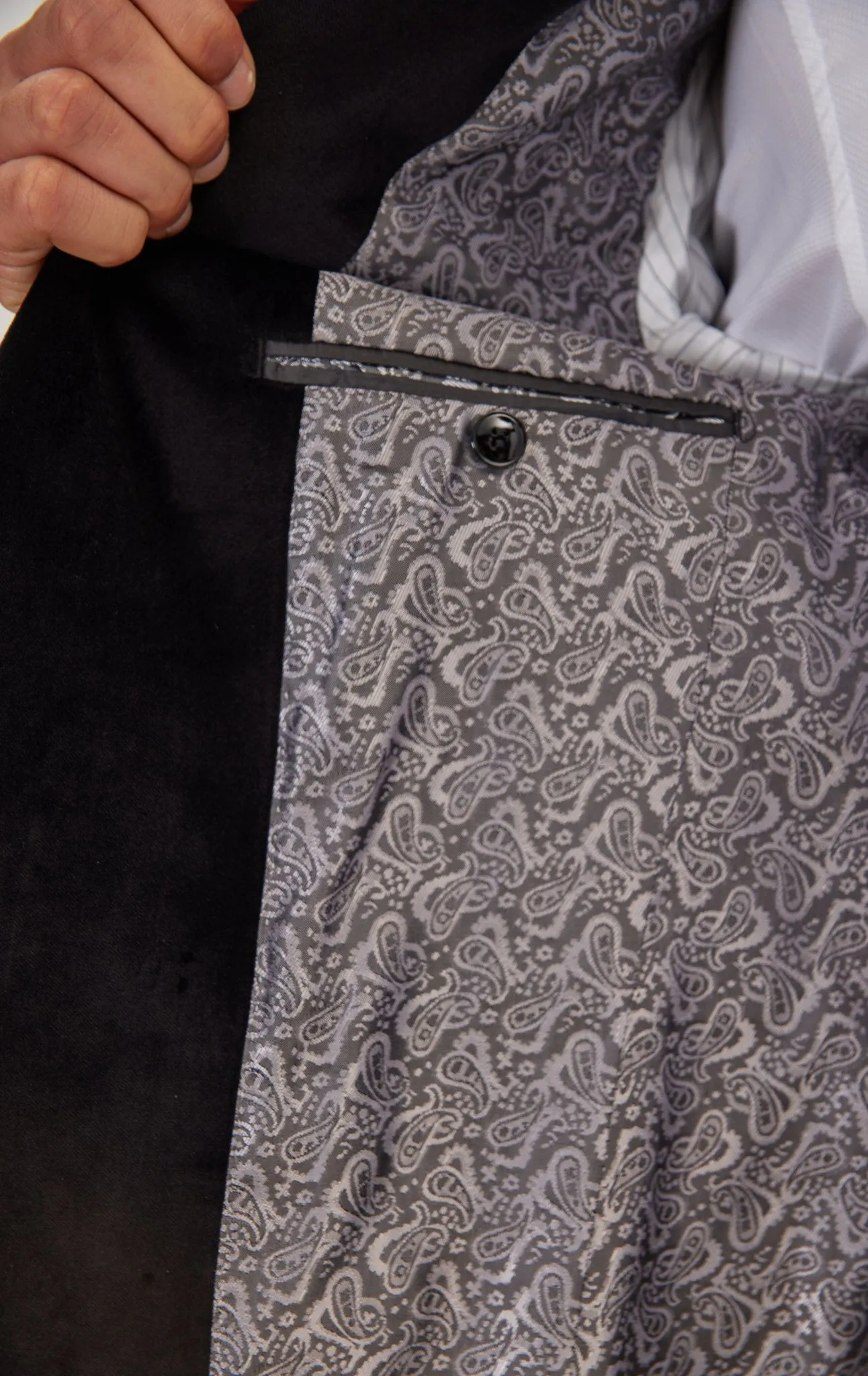 Leopard Flocking Peak Lapel Tuxedo Jacket - Black