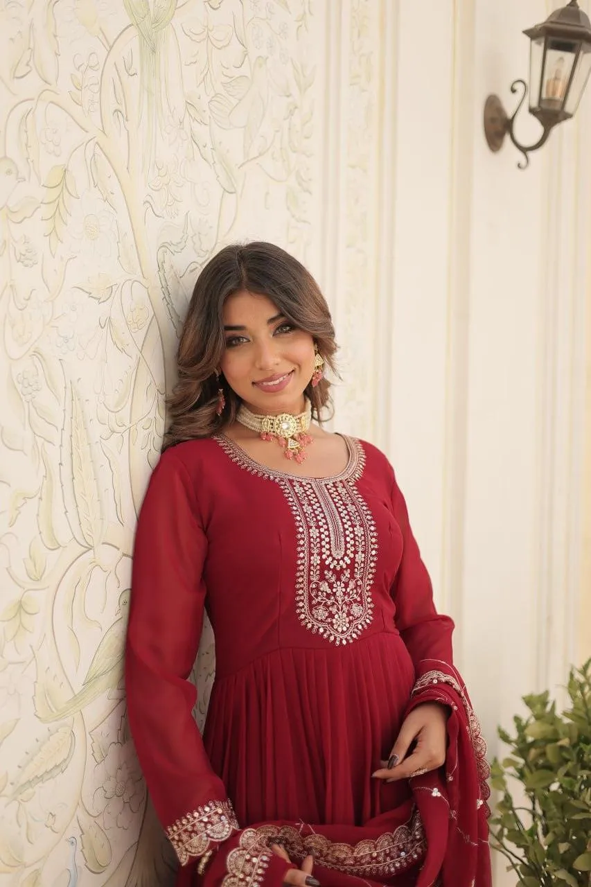 Majestic Heavy Sequins Embroidered Designer Anarkali With Dupatta