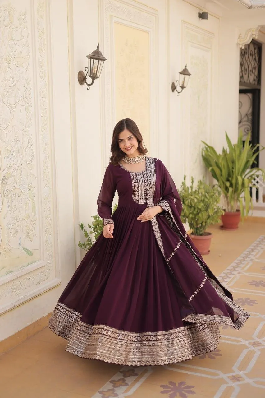 Majestic Heavy Sequins Embroidered Designer Anarkali With Dupatta