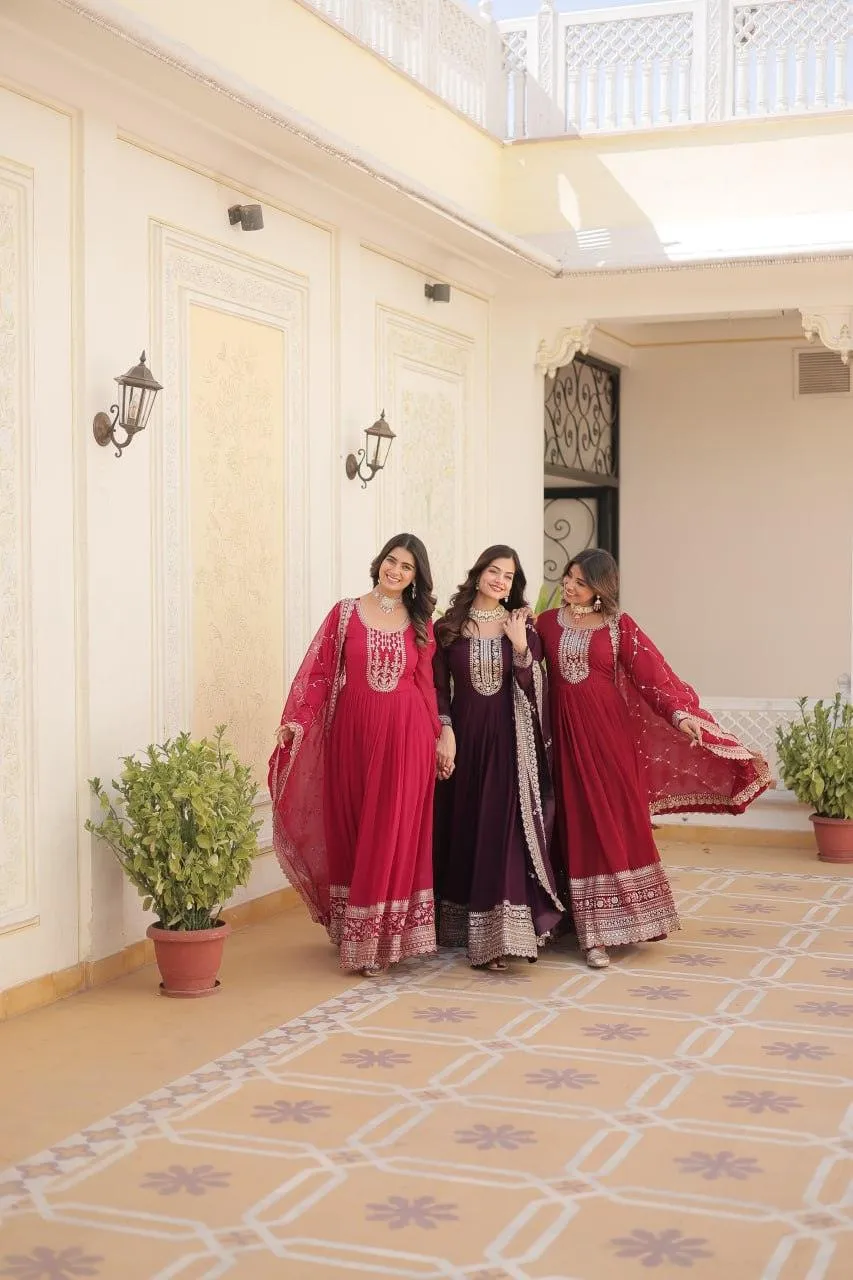 Majestic Heavy Sequins Embroidered Designer Anarkali With Dupatta