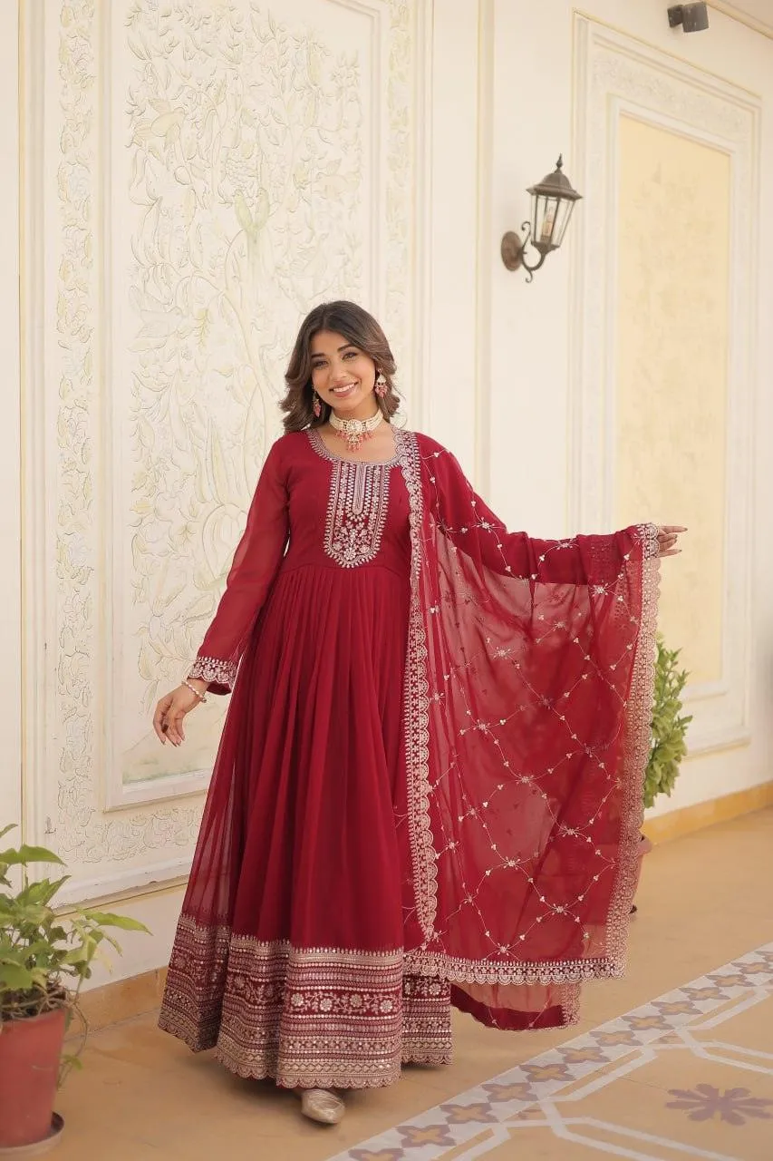 Majestic Heavy Sequins Embroidered Designer Anarkali With Dupatta