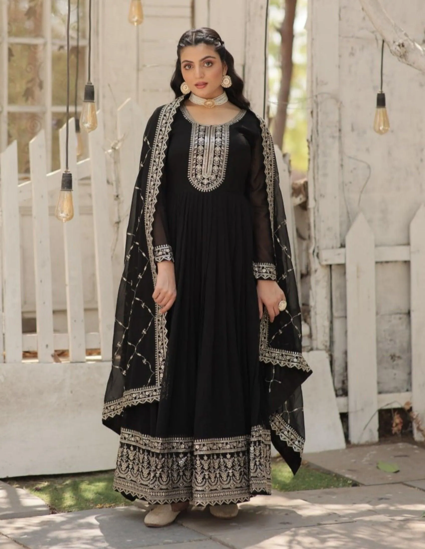 Majestic Heavy Sequins Embroidered Designer Anarkali With Dupatta