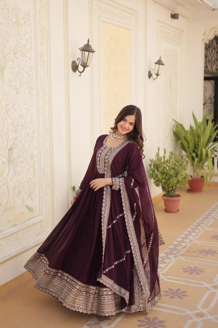 Majestic Heavy Sequins Embroidered Designer Anarkali With Dupatta