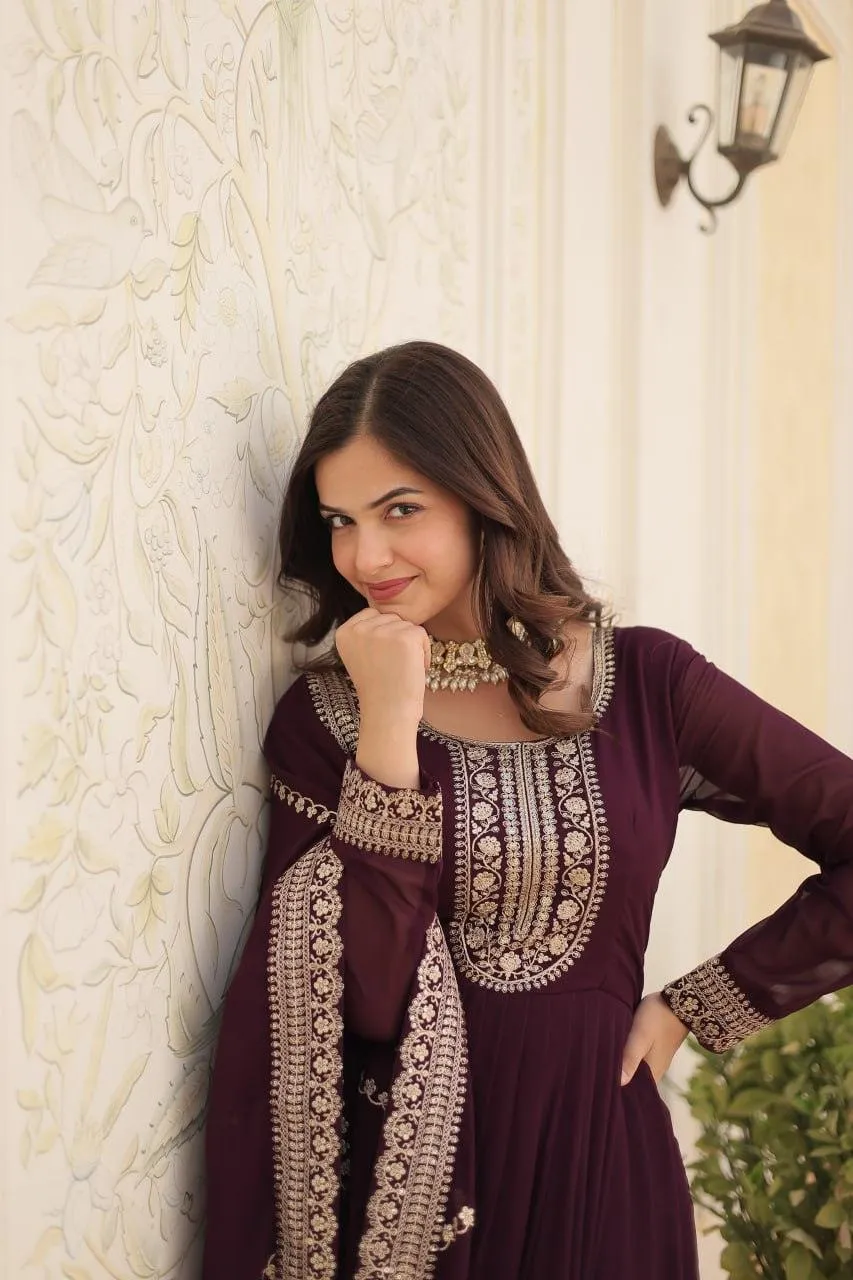 Majestic Heavy Sequins Embroidered Designer Anarkali With Dupatta